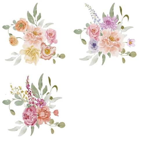 Bright Spring Flowers Iron On Transfers - Heat Transfer Vinyl Decals Patches Design - Stickers T-Shirts Clothing Hats Pillows Backpacks for Women Crafts