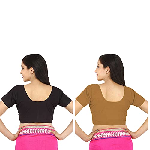Image of Namita Women's Rubia Cotton Half Sleeve Readymade Blouse (U-COT-COM-2-BLACK-METEOR-38 Black 38)
