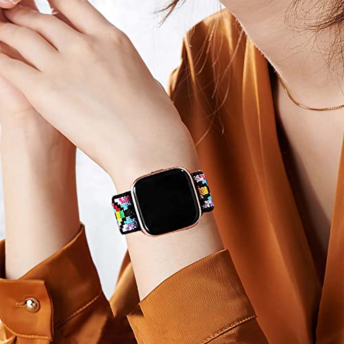 Enoyoo 4 Pack Elastic Watch Bands Compatible With Fitbit Versa/Versa Se/Versa Lite/Versa 2 Bands For Women Men, Adjustable Stretchy Nylon Soft Loop Strap Sport Replacement Wristband For Versa Smartwatch #TOP5