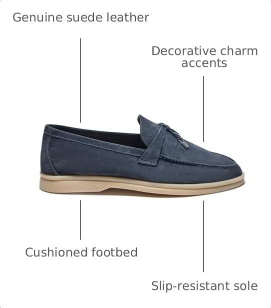 Image of Women's Summer Stroll Charms Premium Designer Suede Leather Loafers Shoes