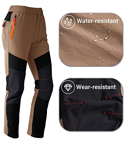 Women's Hiking Cargo Work Pants Lightweight Quick Dry Water Resistant Outdoor Camping Athletic Travel Pants Khaki L #TOP3