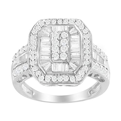 Haus of Brilliance .925 Sterling Silver Round & Baguette Diamond Ring (1 Cttw, I-J Color, I2-I3 Clarity) - Size 6