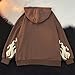 Ponitrack Unisex Zip Up Hoodies Y2k Flame Print Aesthetic Oversized Sweatshirt Vintage Graphic Jackets Streetwear (Brown,M,Medium)