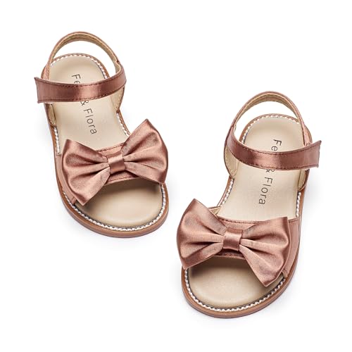 Image of Felix & Flora Toddler Girl Sandals - Little Girl Easter Dress Shoes Lightweight Open Toe Beach Holiday Flats