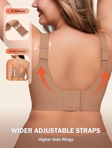 Image of LetsJoli Bras for Women Supportive Wireless Push Up Bra Full Coverage No Underwire Seamless Plus Size for Older Women