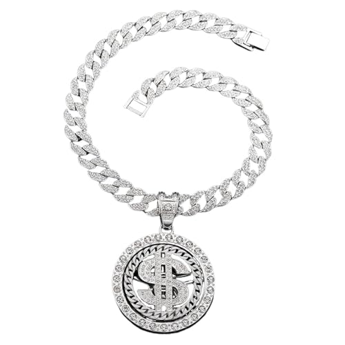 Collier en zinc finition soignée motif pièces rotatives hip-hop hommes