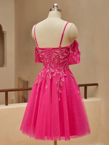 Off Shoulder Tulle Homecoming Dresses Beaded Short Prom Dress Sequin Lace Quinceanera Dresses3