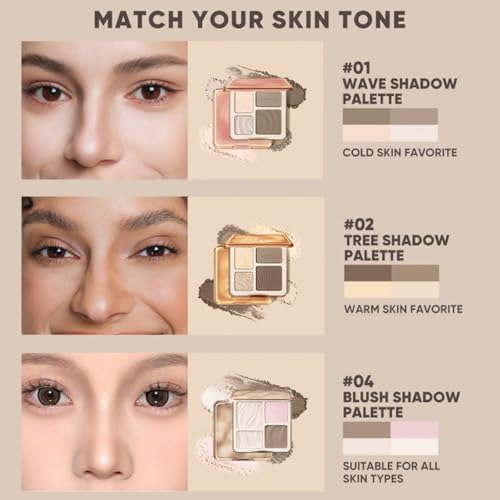 Image of JUDYDOLL Highlight & Contour Palette, All-in-One Matte Highlighter Contour Compact, Natual Finish, Easy to Apply, Blendable Face Makeup for Warm Skin Tone (02 Plant Shadow Palette)