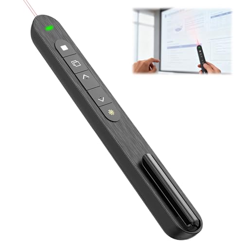 Wireless Presentation Clickers 328ft Range, Laser Pointer USB C and USB A, 2-in-1 Powerpoint Clicker Remote, 2.4ghz Hyperlink Volume Demo Clicker, Compatible with Windows, Mac and Linux,Plug and Play