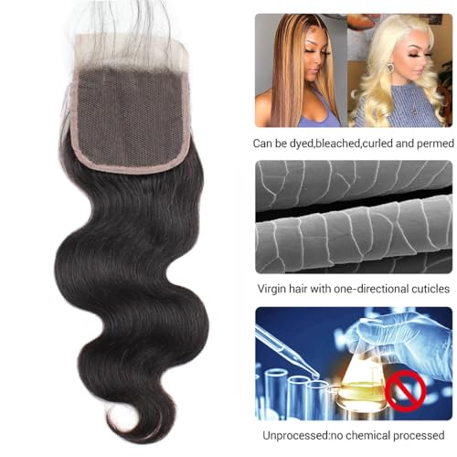 Smoothair 4X4 Lace Frontal Closure Body Wave Lace Front Human Hair 12 Inch Ear To Ear Hd Frontal Closures Human Hair Extensions For Black Women Free Part 150% Density Natural Black Color thumb #4