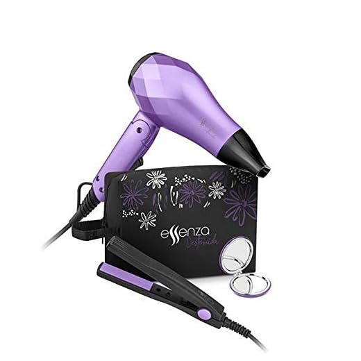 Kit Viagem Essenza com Mini Secador Bivolt 1000W Dobrável Mini Prancha De Viagem 20W Espelho Bolsa Transportável - EB052