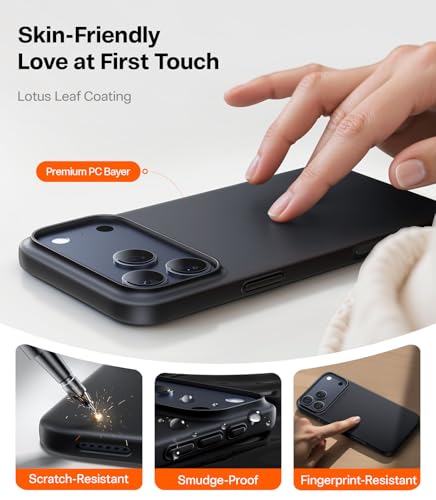 Image of TORRAS Slim Fit for iPhone 17 Pro Max Case Thin 6.3 inch Velvety Matte Black