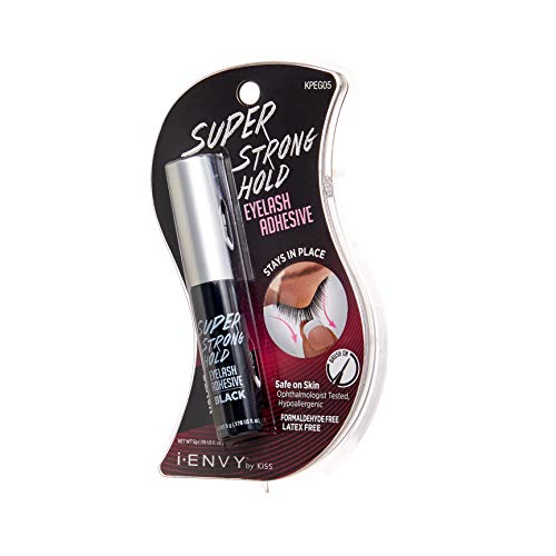 I-Envy By Kiss Super Strong Hold Eyelash Adhesive Black Kpeg05 Brush On Latex Free 0.18Oz #TOP1