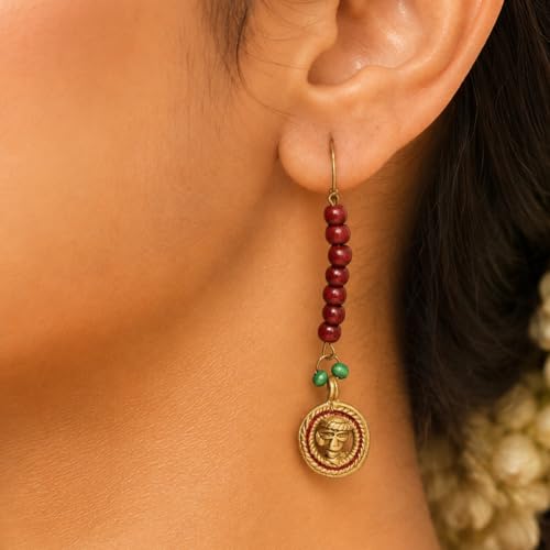 Image of Royal Queen & Empress Handcrafted Tribal Dhokra Earrings Collection for Women - Statement Ethnic Designs in Multiple Colours