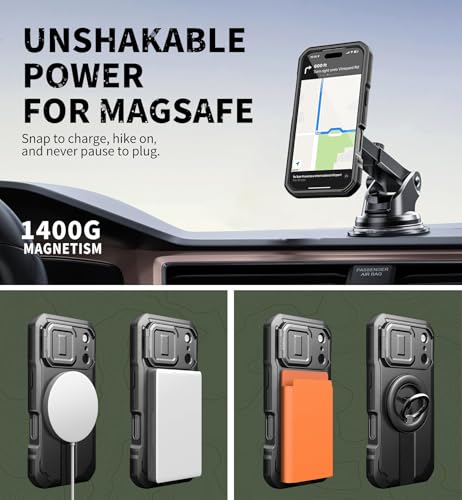 Image of Dexnor for iPhone 17 Pro Case, [2 Front Frame & Built-in Flip Camera Cover & Kickstand], Compatible Wireless Charging, Heavy-Duty Shockproof Portection Case with Screen Protector, 6.3 inch Black