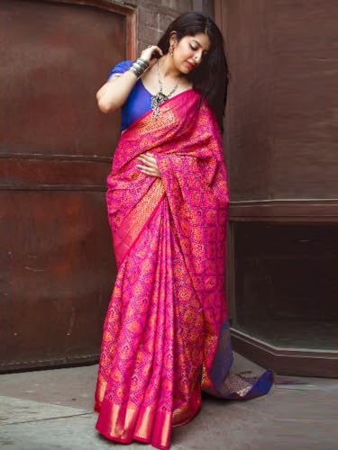 Image of AKHILAM Women's Kanjivaram Woven Soft Silk Saree With Blouse Piece
