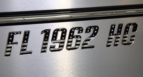 USA Domed Boat Registration Numbers – 3D Raised Chrome & Black Decals