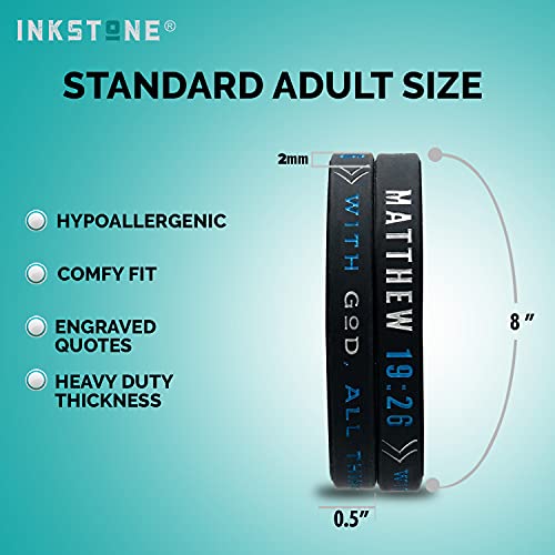 Inkstone Christian Silicone Wristbands w/Scriptures (Set of 4) - Unisex Bible Verse Jewelry for Men Women Rubber Bracelets Religious Gifts for Men4
