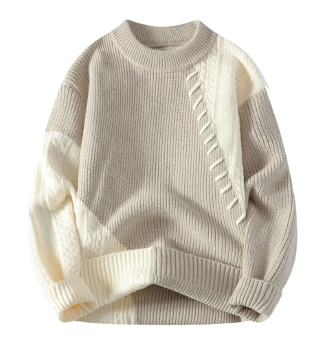 Men's Long Sleeve Crew Neck Knitted Sweater Business Casual Top Winter Warm Knitwear