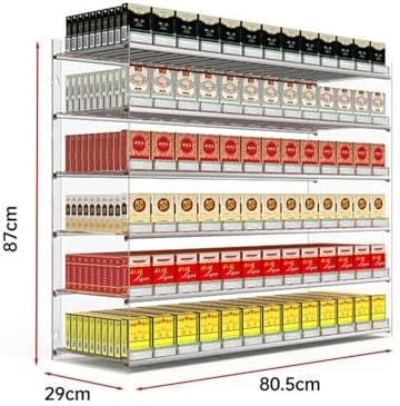 Clear Acrylic Cigarette Display Shelves - Wall Mounted & Countertop Holders with Auto Pushers for Retail Store Showcase, Perfect for Merchandising (50.5x29x58.9cm)
