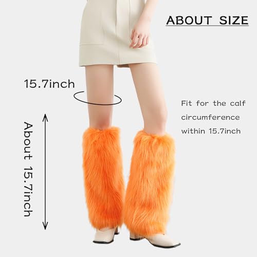 Image of Peecabe Winter Women Faux Fur Fluffy Leg Warmers Fuzzy Long Boot Covers Furry For Christmas
