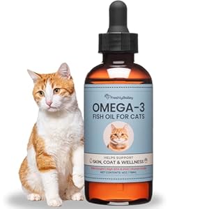 Omega 3 Fish Oil for Cats – Promotes Healthy Skin, Shiny Coat, & Strong Joints – No More Cat Dandruff – 4 oz with EPA & DHA 330 mg Omega-3’s per 1 mL – Freshly Bailey