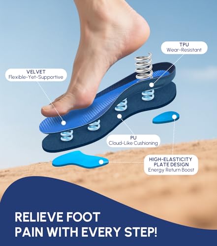 Plantar Fasciitis Insoles for Men Women,High Arch Support for Pain Relief,Shoe Inserts Orthotic for Flat Feet,Work Boot Insoles for Shock Absorbing Inserts (Fit for Standing All Day) DB-XL3