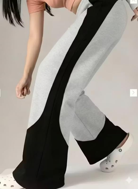 Image of Plain Women's Loose Fit Track Pants - Polycotton Joggers with Elastic Waistband & Side Pockets | Lower Comfortable for Gym, Running & Casual Wear