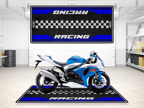 wibeart Alfombrilla MPM para Suzuki: Lavable, Antideslizante, Resistente al Agua y al Aceite, Ideal para garajes, Salas de exposición y talleres. | Azul - Talla 2: 102 x 47/260 x 120 cm