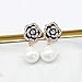 Fashion Designer Inspired Rhinestone Imitation Pearl Camellia Flower Charm Dangle Drop Earrings for Women (Gold)