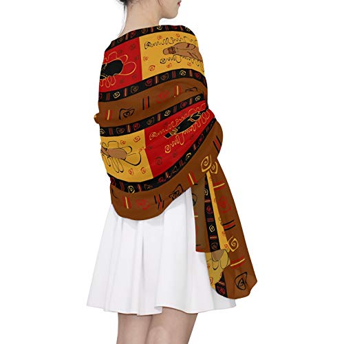 Tribal African Masks Ethnic Afro American Ornament Women Long Silk Scarf, Shawl Chiffon Large Stole Headscarf, Lightweight Sunscreen Satin Scarves Wraps for Wedding Party Gift4