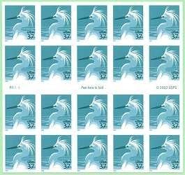USA 2004 Snowy Egret Booklet Pane of 20 Postage Stamps, Catalog No 3830a