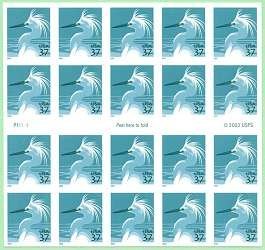 USA 2004 Snowy Egret Booklet Pane of 20 Postage Stamps, Catalog No 3830a