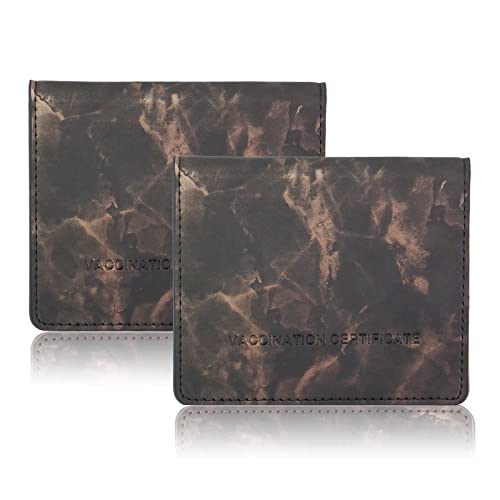 Schutzhülle für Impfausweis, PU-Leder, 10 x 7 cm, Braun / Gold, 2 Stück Cover