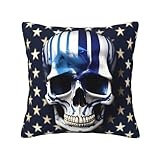 Photo Gallery bgshjvf copricuscino decorativo con motivo a righe blu e stelle e teschio, morbido e confortevole, per divano, letto Photo Gallery bgshjvf copricuscino decorativo con motivo a righe blu e stelle e teschio, morbido e confortevole, per divano, letto
