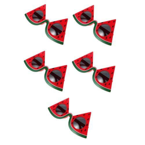 BESTYASH 5 Piezas Vasos De Sandía Gafas De Sol Originales Divertido Accesorios De Sandia Favores Pañuelo Playa Gafas Novedosas Gafas De Comedia Vasos De Delirio Festival Rojo Abs