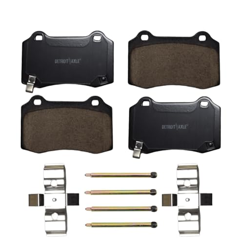 Image of Detroit Axle - Rear Brake Pads for Jeep Grand Cherokee Dodge Charger | Chrysler 300 Dodge Magnum Challenger Chevy Camaro Cadillac CTS STS Tesla Model S Model X, Ceramic Brake Pads w /Hardware