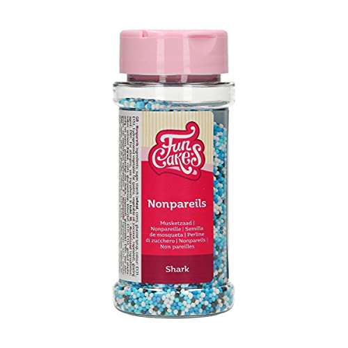 FunCakes Nonpareils Requin Mix: Sprinkles gâteau, bon goût, parfait pour la décoration de gâteaux, des centaines et des milliers de sprinkles. 80 g.