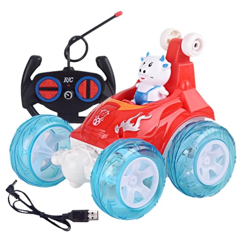 Generisch Coches controlados por radio - Vehículo con luces dinámicas y música, control remoto para | para cumpleaños, Navidad, tiempo de juego interior, espectáculos de acrobacias