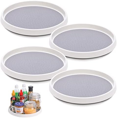 Lazy Susan Turntable, Set of 4, 10 Inch Non-Skid Lazy Susan Organizer for Cabinet, Pantry Organization, Kitchen Storage, Refrigerator, Countertop, Spice Rack (4 Pack 10 in)