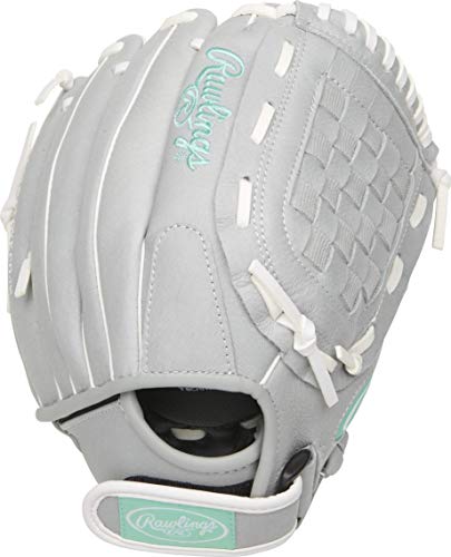 Image of Rawlings Sure Catch Series Fastpitch Softball Glove, Teal /Grey /White, Right Hand Throw, 11.5 inch (SCSB115M-6 /0)