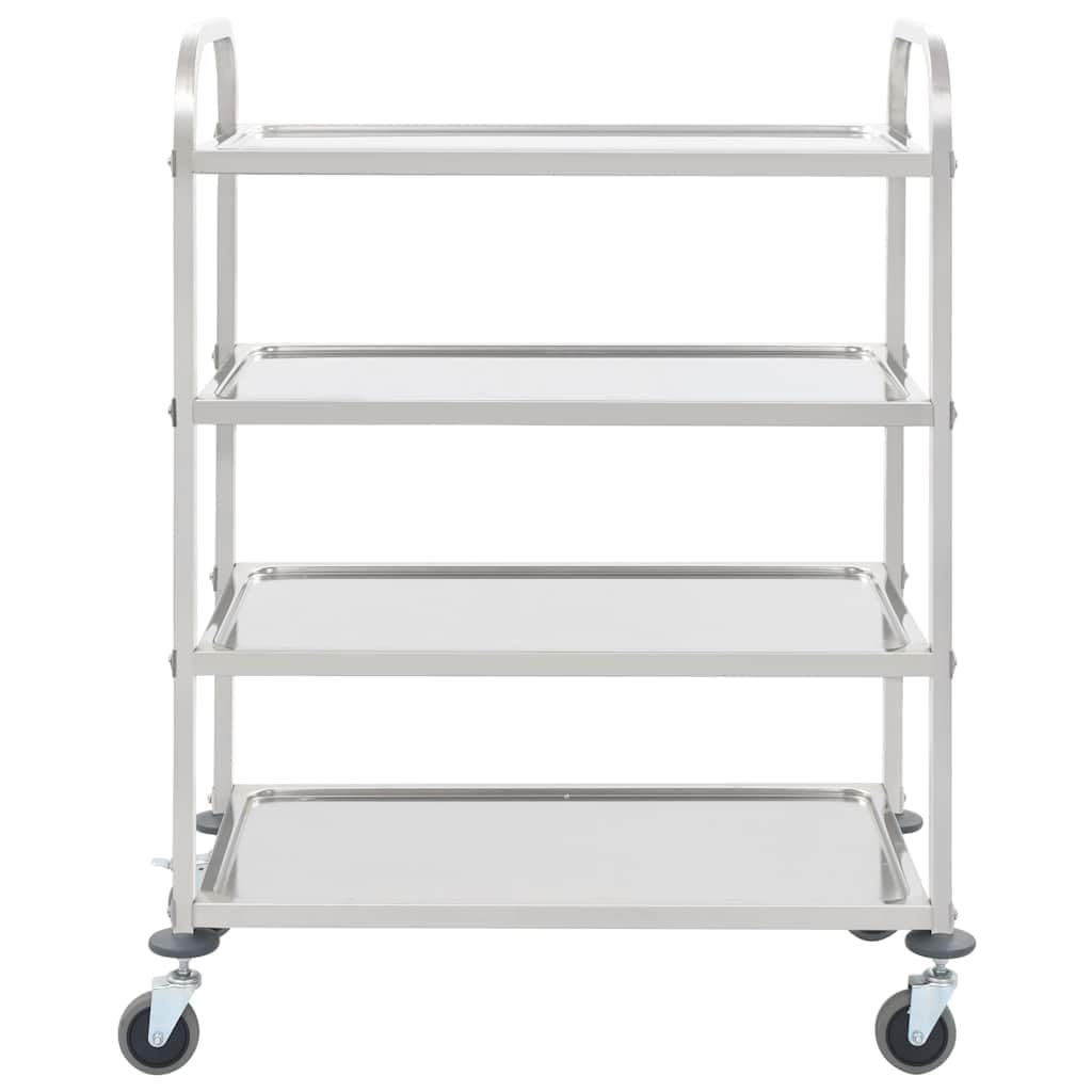 Carrito de cocina de acero inoxidable de 4 niveles, 107 x 55 x 125