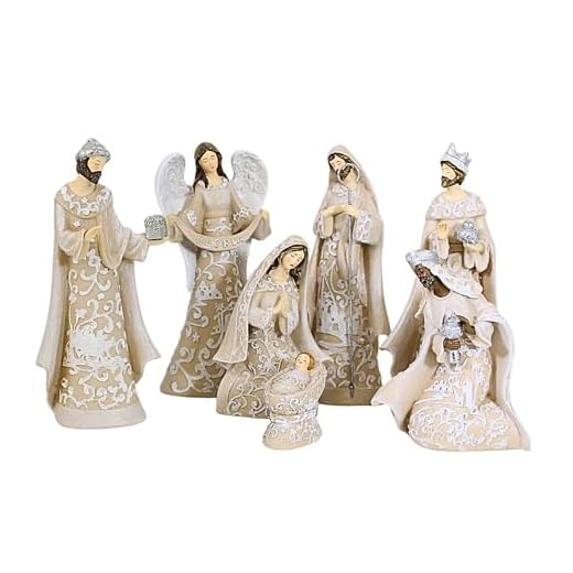 Nativity Sets Exclusive 7-Piece, Features The Holy Family with The 3 Kings and a Gloria Angel, 7.5-Inch