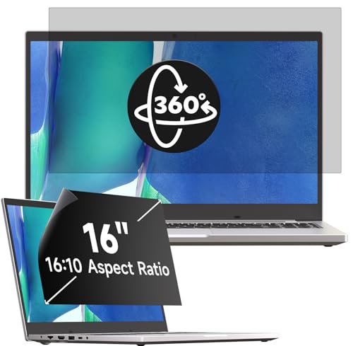 Mamol 360° Filtre de Confidentialité 16 Pouces 16:10, Plein Angle Anti Espion Écran de Confidentialité 16 Pouces, Filtre de Confidentialite 16” Compatible avec Ordinateur Portable (345mm*216mm)