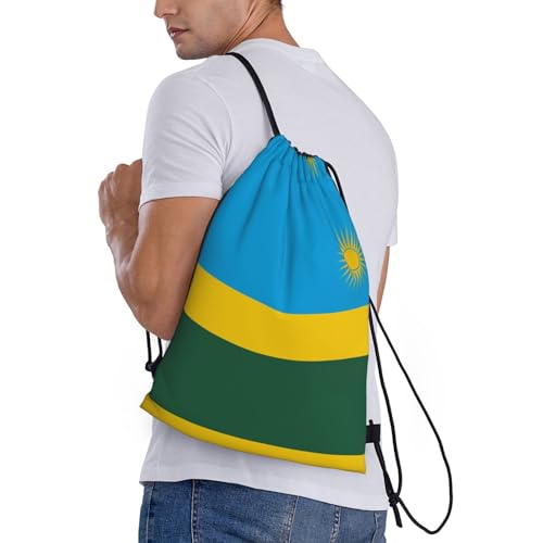 Medium Lightweight Drawstring Bags â€“ Gym Flag of Rwanda Print Backpack Bag for Sports, Yoga, Travel & Hiking â€“ Adjustable3
