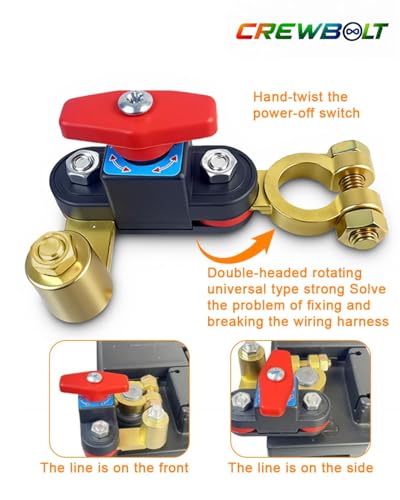 Image of Battery Disconnect Switch 12V /24V Heavy Duty, Pure Copper Battery Cut Off Switch with Knob Control, Universal Battery Isolator Terminal for Car, Truck, SUV, RV, Boat, Marine, ATV