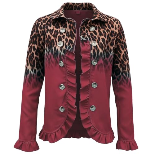 Aniywn Women'S Fall Jackets Lightweight Ruffle Double Breasted Cardigan - image 4