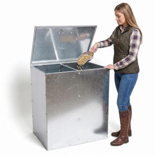 VOSS.farming Futterkiste XL, 350 Liter, Futterbox Stahlblech, 2 Fächer