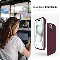 Zuvirelx Silikon Handyhülle für iPhone 15 Hülle, Weiches Griff, Dünne, Minimalistisch, Stoßfest, rutschfest, Taschenpassend - Burgunderrot – Ansicht 4