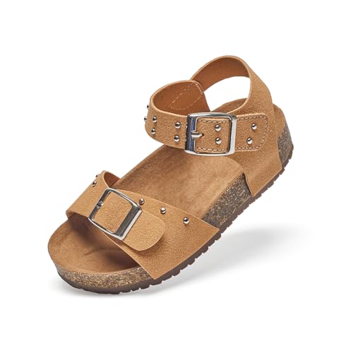 Felix & Flora Toddler Girls Sandals Flower Girl Cork Footbed Open Toe Comfort Princess Summer Flat Shoes